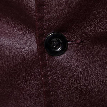 Men's Vintage Style Blazer | Two Button PU Leather Jacket | Slim Fit | Single Breasted | Classic Lapel | Stylish Outerwear | Fashion Forward | High Quality Craftsmanship | Versatile & Durable