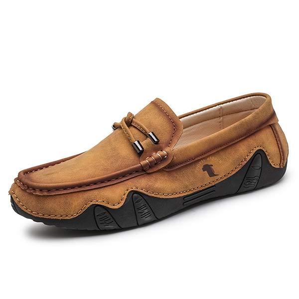 Men's Leather Loafers | Casual Hand-Sewn Nubuck Shoes | Memory Foam Footbed | Flexible Rubber Sole | Lightweight Comfort | Office to Weekend Footwear