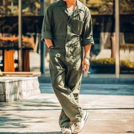 Men's Durable Cotton Blend Overalls | Adjustable Straps | Solid Color | Multi-Pocket | Full Length | Relaxed Fit | Breathable Fabric | Versatile Layering | Casual & Workwear | Ideal for All Seasons