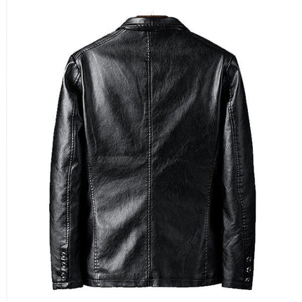 Men's Vintage Motorcycle Leather Jacket | High-Quality Leather | Timeless Biker Design | Tailored Fit | Windproof | Rainproof | Functional Pockets | Stylish Lapel Collar | Button Closure | Durable Outerwear