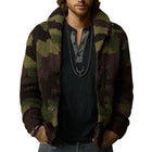 Men's Camo Jacquard Sweater Jacket | Button-Up Lapel Collar | Loose Fit | Long Sleeves | Knitted Fabric | Camouflage Pattern | Spring Autumn Winter Wardrobe Essential