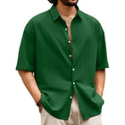 Men's Hawaiian Short Sleeve Shirt | Casual Solid Colors | Button-Down Collar | 50% Premium Cotton or Linen Blend | Summer Vacation | Lightweight Breathable | Classic or Slim Fit | Easy Care