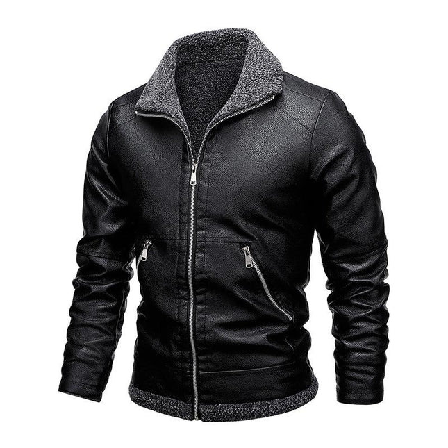 Men's Leather Jacket | Fur Lined | Plus Velvet Thickening | Luxurious Warm Outerwear | Premium Quality | Stylish Winter Coat | Water Resistant | Windproof | Tailored Fit | Zippered Front | Functional Pockets
