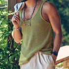 Men's Casual Knitted Tank Top | Solid Color | Sleeveless | Round Neck | Breathable Polyester | Comfortable Loose Fit | Daily Wear | Travel | Beach | Spring Summer