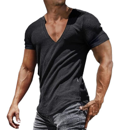 Men's Slim Fit V-Neck T-Shirt | Short Sleeve Sport Top | Moisture-Wicking | Breathable Fabric | Casual & Active Wear | Stylish & Comfortable | Versatile for Workouts & Everyday Outfits