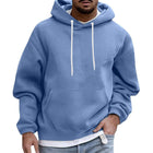 Men's Fleece Hoodie | Solid Color Loose Fit | Casual Pullover with Pocket | Long Sleeve Warm Sweatshirt | Comfortable Cozy Top for Everyday Wear | Style with Jeans or Layer for Outdoor Activities