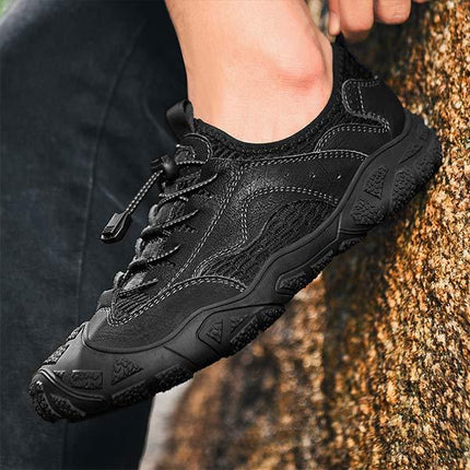 Men's Outdoor Shoes | Mesh Leather Upper | Adjustable Fit | Non-Slip Sole | Quick Entry | Comfortable Massaging Insole | Versatile All-Terrain Sneaker