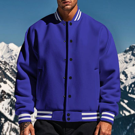 Men's Fleece Baseball Jacket | Stand Collar | Casual Sports Outerwear | Warm & Cozy | Classic Style | Ribbed Cuffs & Hem | Multiple Pockets | Durable & Lightweight | Stylish Color Options | Perfect for Layering