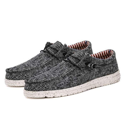 Men's Slip-On Loafers | Premium Washed Canvas | Lightweight EVA Outsole | Elastic Laces | Rounded Toe Design | Odor-Reducing Insole | Breathable Fabric | Comfortable & Travel Friendly | Casual Everyday Shoes