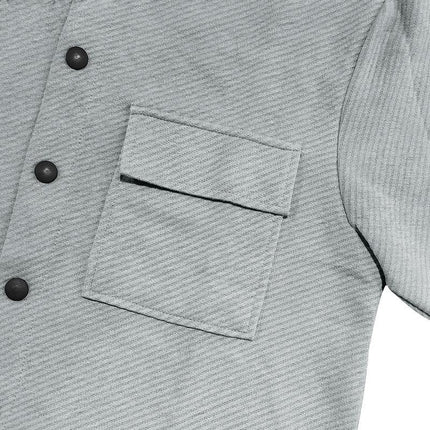 Men's Twill Fabric Lapel Collar Long Sleeve Shirt Jacket | Single Breasted Casual Outerwear | Relaxed Fit with Buttoned Cuffs and Functional Pockets | Versatile Layering Piece for Transitional Seasons