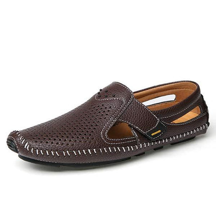 Men's Casual Cutout Loafers | Perforated Leather Upper | Easy Slip-On | Flexible Outsole | Spring Fashion