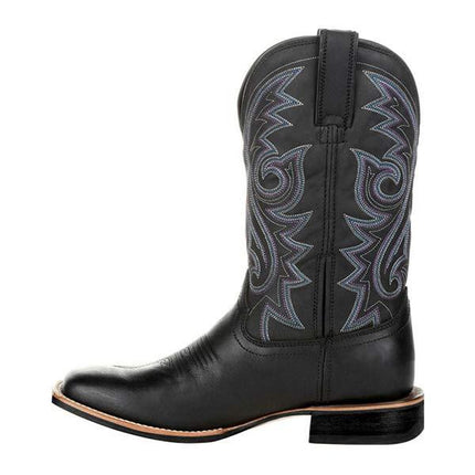 Men's Vintage Leather Tall Boots | Embroidered Design | Mid-Height | Slip-Resistant Sole | Comfortable Lining | Durable & Stylish | Classic Versatile Look | High-Quality Handcrafted Footwear