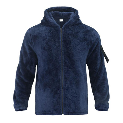 Men's Hooded Jacket | Solid Color | Double Fleece | Warm & Loose Fit | Outerwear | Winter Coat | Casual Style | Premium Insulation | Functional Pockets | Versatile Layering | Classic Design