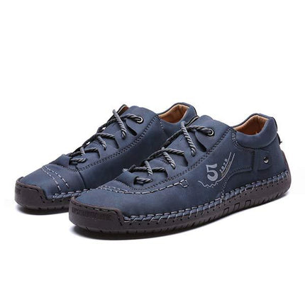 Men's Leather Casual Shoes | Vintage Lace-Up | Flexible Non-Slip Rubber Sole | Lightweight & Comfortable Footwear