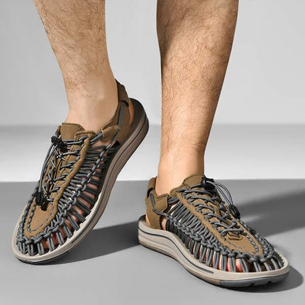 Men's Handwoven Beach Sandals | Comfortable | Lightweight | Breathable | Casual Summer Footwear | Slip-On Design | Versatile Style | Durable Materials | Ideal for Beach or Pool