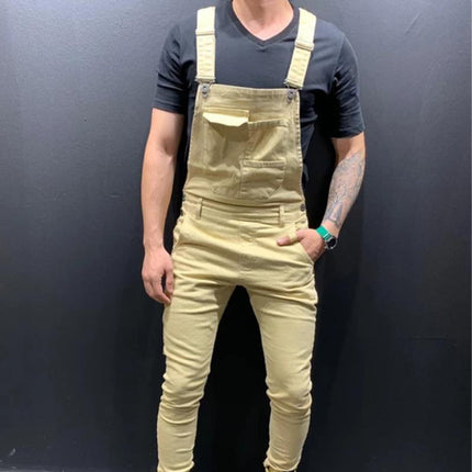 Men's Denim Overalls | Solid Color | Adjustable Straps | High-Quality Durable Fabric | Functional Pockets | Casual Outfits | Versatile Fashion | Classic Comfortable Fit | Everyday Wear