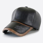Men's Vintage Leather Baseball Cap | Plush Lined | Warm Winter Hat | Adjustable Fit | Classic Curved Brim | Stylish Cold Weather Accessory | Premium Quality | Casual Sporty Style