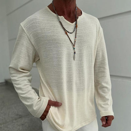 Men's Long-Sleeve V-Neck T-Shirt | Casual Blend Fabric | Trendy Design | Soft & Breathable | Multiple Sizes | Ideal for Layering | Versatile Style for Everyday Wear | Comfortable & Durable