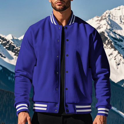 Men's Fleece Baseball Jacket | Stand Collar | Casual Sports Outerwear | Warm & Cozy | Classic Style | Ribbed Cuffs & Hem | Multiple Pockets | Durable & Lightweight | Stylish Color Options | Perfect for Layering