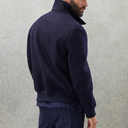 Men's Wool Blend Bomber Jacket | Casual Stand Collar | Single Breasted | Versatile Outerwear for Various Occasions | Stylish Ribbed Cuffs and Waistband | Warm and Fashionable | Perfect for Transitional Weather