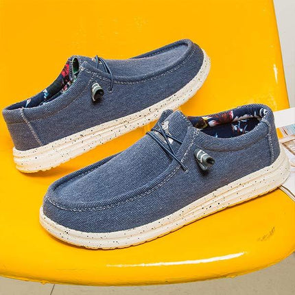 Men's Canvas Loafers | EVA Outsole | Premium Washed Canvas | Elastic Laces | Lightweight Comfort | Rounded Toe Design | Breathable Fabric | Odor-Reducing Insole | Machine Washable | Ideal Casual Shoe