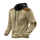 Men's Jacquard Knit Hoodie | Long Sleeve Colorblock Design | Adjustable Drawstring Hood | Soft Cotton-Polyester Blend | Ribbed Cuffs | Regular Fit | Stylish Layering | Casual Wear | Fall & Winter Essential