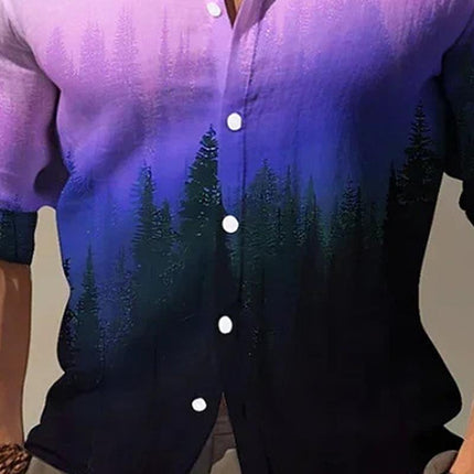 Men's Long Sleeve Gradient Lapel Shirt | Modern Style | Breathable Polyester Cotton Blend | Casual & Semi-Formal Wear | Sophisticated Design | Comfortable Fabric | Classic Lapel Collar