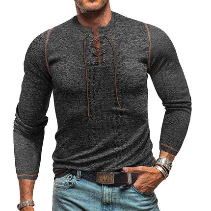 Men's Henley T-Shirt | Long Sleeve Crew Neck | Outdoor Casual Wear | Cotton Polyester Blend | Multiple Colors | Comfortable Durable Style