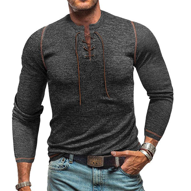 Men's Henley T-Shirt | Long Sleeve Crew Neck | Outdoor Casual Wear | Cotton Polyester Blend | Multiple Colors | Comfortable Durable Style