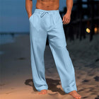 Men's Linen Beach Pants | Solid Color | Vacation Wear | Lightweight Breathable Fabric | Relaxed Fit | Drawstring Waist | Versatile Style | Tropical Comfort | Various Solid Colors | Sizes Available