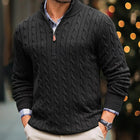 Men's Cable Knit Sweater | Half High Collar | Long Sleeve | Solid Warm Pullover | Soft Knit Fabric | Classic Style | Casual Outerwear | Versatile Layering | Sizes Available