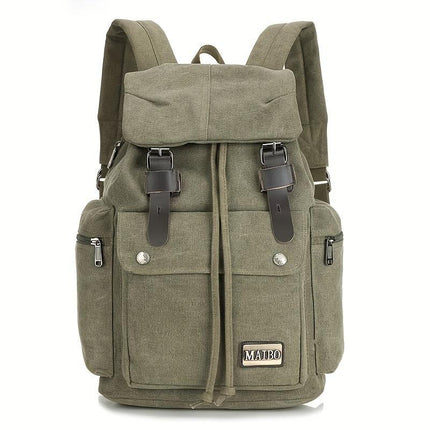 Men's Vintage Canvas Backpack | Large Capacity | Multi-Pocket | Retro Outdoor Design | Durable Heavy-Duty Material | Leather Accents | Adjustable Straps | Travel & Urban Use | Unisex Versatile Bag
