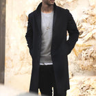 Men's Mid-Length Fitted Coat | Notch Lapel | Single Breasted | Polyester | Long Sleeve | No Lining | Casual Business Vintage Style | Fall Winter Spring