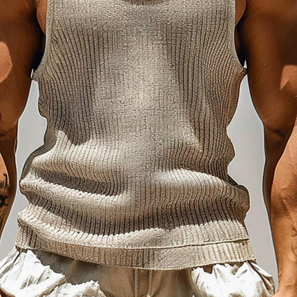 Men's Athletic Fit Tank Top | Striped Texture | Soft Cotton Blend | Breathable Casual Wear | Workout & Weekend Essential