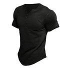 Men's Short Sleeve Button Henley T-Shirt | Solid Color | Classic Design | Breathable Soft Fabric | Casual Versatile Top | Relaxed Fit | Ideal for Work or Layering | Comfortable Everyday Wear