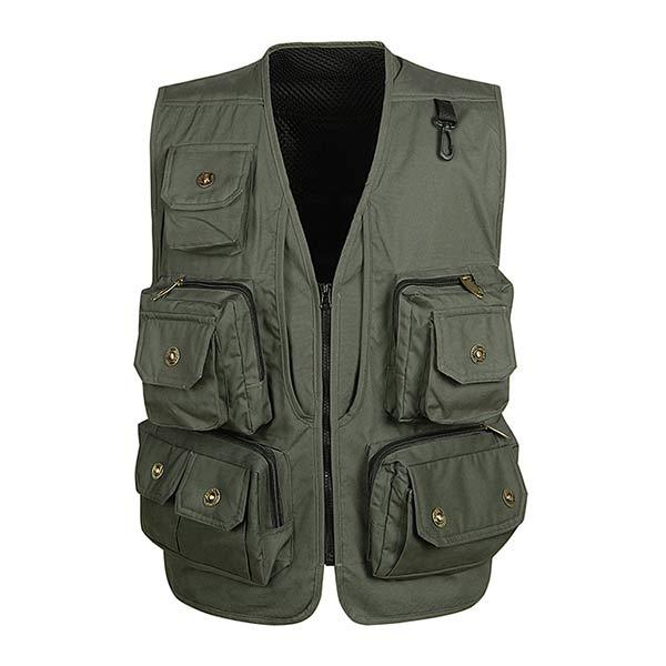 Men's Detachable Vest | High Quality Cotton Fabric | Multi Pockets | Zipper Closure | Machine Wash | Breathable Quick Dry | Stylish Copper Metal Zippers | Velcro Strips | Adaptable Back | Comfortable Casual Outerwear