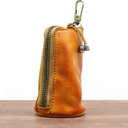 Vintage Cowhide Leather Waist Bag | Key Holder Purse | Unisex Belt Pouch | Genuine Leather Hip Bag | Stylish Fanny Pack | Versatile Travel Wallet | Brown Leather Waist Pack