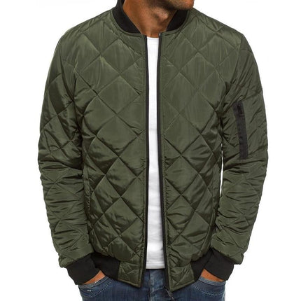 Men's Thermal Jacket | Padded Stand Collar | Solid Color | Warm Insulated Outerwear | Durable Polyester | Stylish Winter Coat | Casual & Formal Wardrobe Essential | With Side Pockets | Elasticized Cuffs