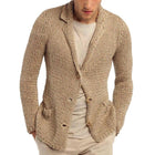 Men's Retro Knit Cardigan | Casual Solid Color | Lapel Stand Collar | Cozy Vintage Look | Comfortable Fit | Front Patch Pockets | Versatile Style | Soft Durable Fabric | Ideal for Cool Seasons