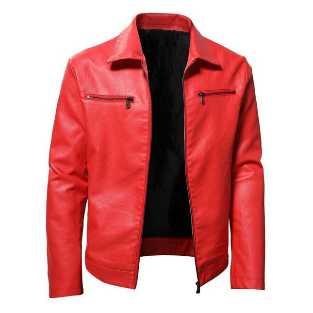 Men's Leather Jacket | Lapel Collar | Zip-Up Closure | Premium Quality | Classic Style | Sleek Silhouette | Durable Design | Casual & Formal Wear | Multiple Functional Pockets