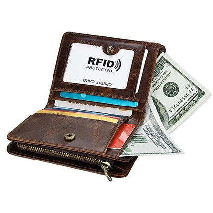 Vintage Cowhide Leather Wallet | Classic Bi-Fold Design | Durable Genuine Leather | Men's Wallet | Multiple Card Slots | Fashion Accessory