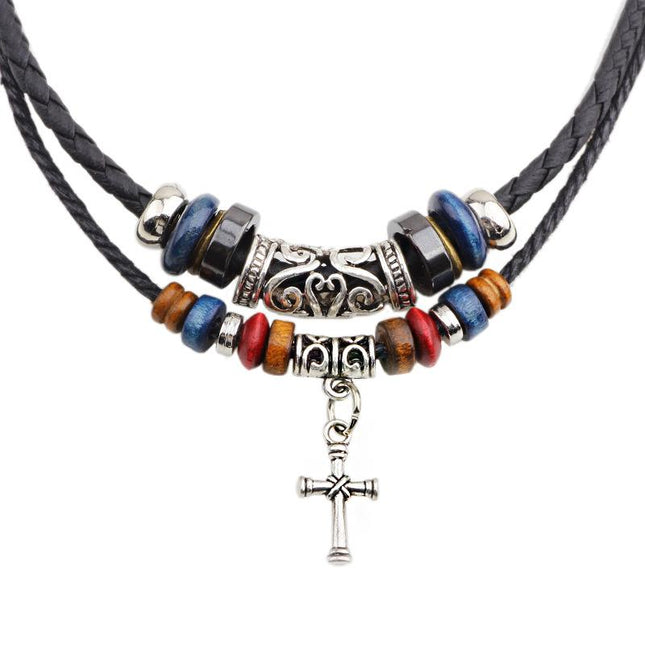 Retro Casual Ethnic Style | Cross Pendant Necklace | Vintage Boho Jewelry | Unique Statement Accessory | Unisex Fashion | Adjustable Chain
