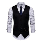 Men's V-Neck Dress Vest | Soft Woven Fabric | Sleeveless | Five-Button Closure | Chest & Waist Welt Pockets | Adjustable Buckle Back | Fully Lined | Machine Washable