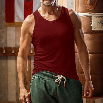 Men's Athletic Tank Top | Solid Color Crew Neck | Casual Sportswear | Moisture-Wicking Cotton Blend | Versatile Fit | Lightweight Comfort | Ideal for Gym, Workout, and Everyday Fashion