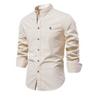 Men's Casual Long-Sleeved Shirt | Cotton Linen Blend | Solid Colors | Button-Down Collar | Comfortable & Breathable | Versatile Spring & Summer Style | Available in White, Navy, Black, Grey, Olive