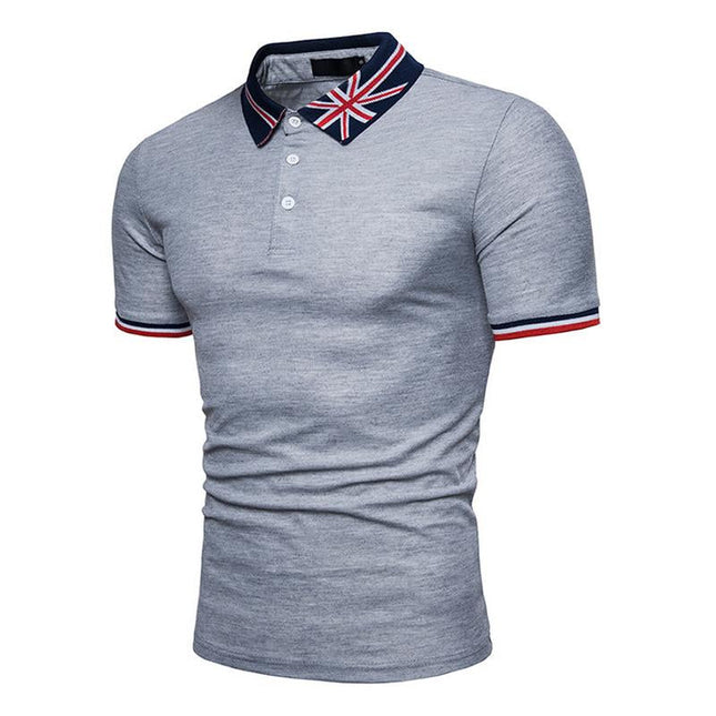 Men's Polo Shirt | Embroidered British Lapel | Short Sleeve | Elegant Design | Comfortable Cotton Blend | Casual & Semi-Formal | Classic & Slim Fit | Easy Care