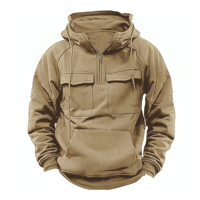 Men's Vintage Hoodie | Thickened Warm Fabric | Multi-Pocket Design | Loose Fit Long Sleeve | Hooded Outerwear | Retro Aesthetic | Casual Comfort | Winter Essential | Versatile Layering | Durable Construction