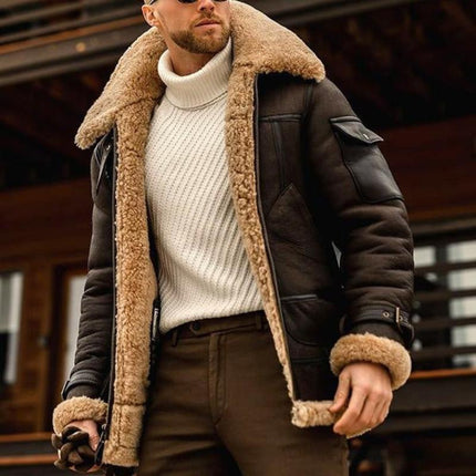 Vintage Men's Winter Lambswool Coat | Warm Lapel | Multi-Pocket Outerwear | Thick Insulated Design | Timeless Style | Hypoallergenic & Breathable | Elegant Lapel Collar | Versatile Colors | Sizes Available