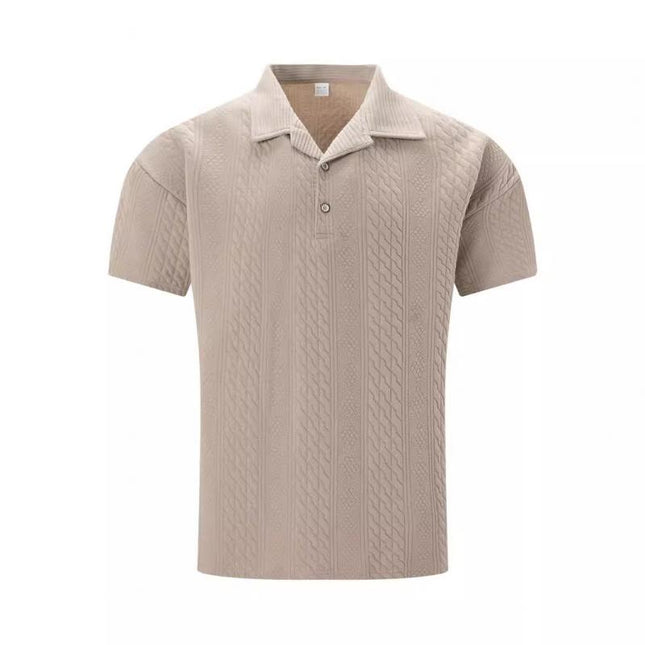 Men's Short Sleeve Polo Shirt | Jacquard Texture | Regular Fit | Cotton Blend | Classic Polo Collar | Casual Golf & Everyday Wear | Spring & Summer Fashion | Breathable & Durable | Timeless Solid Color
