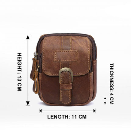 Men's Leather Waist Bag | Outdoor Wear-resistant Zipper Pack | Adjustable Strap | Multiple Compartments | Stylish and Durable | Ideal for Hiking, Travel, Daily Use